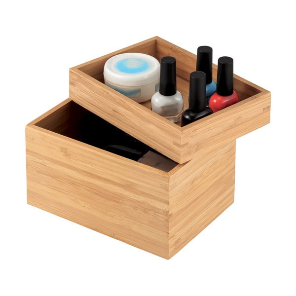 Organizator de baie în culoare naturală pentru cosmetice, din bambus Isalys – MSV