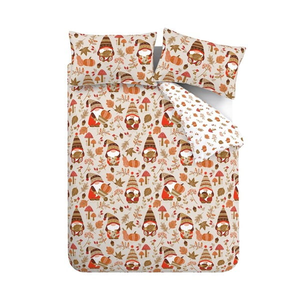 Lenjerie de pat portocalie-maro pentru pat de o persoană 135x200 cm Woodland Gonks – Catherine Lansfield