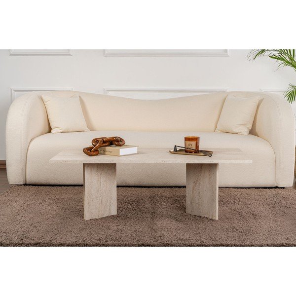 Măsuță de cafea bej cu aspect semi-lucios 60x119 cm Sabin – Kalune Design-image-3