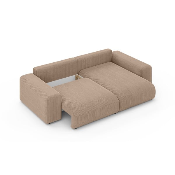 Colțar bej extensibil/cu spațiu de depozitare cu tapițerie din catifea reiată  (cu colț variabil) Luma – Ropez-image-4