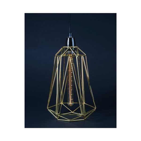 Lustră Filament Style Diamond #3, abajur auriu, cablu negru-image-1