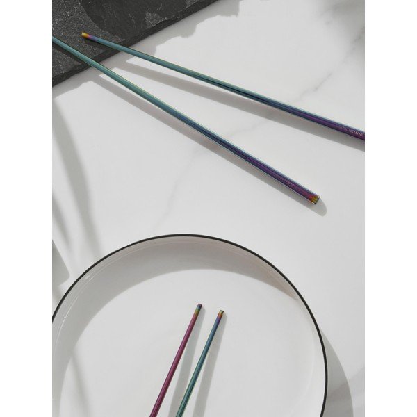 Set de 2 perechi de bețișoare chinezești din inox Westwing Collection Shine-image-1