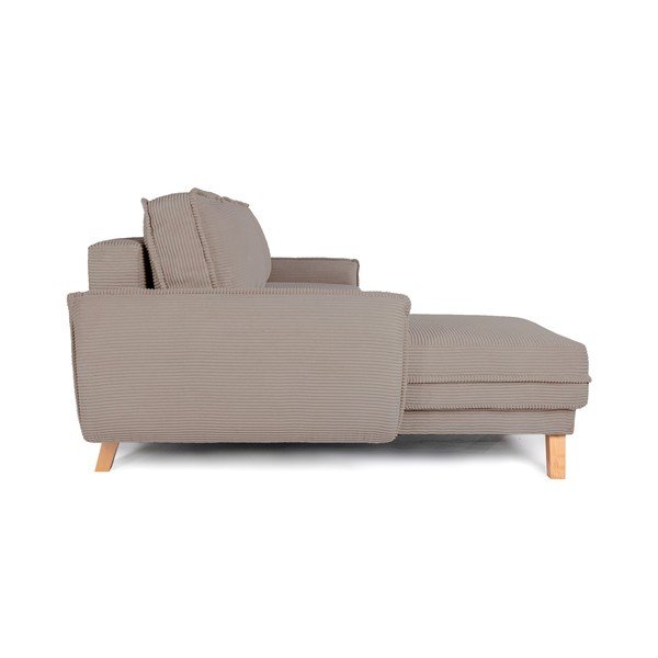 Colțar taupe extensibil/cu spațiu de depozitare cu tapițerie din catifea reiată Tori – Bonami Selection-image-2