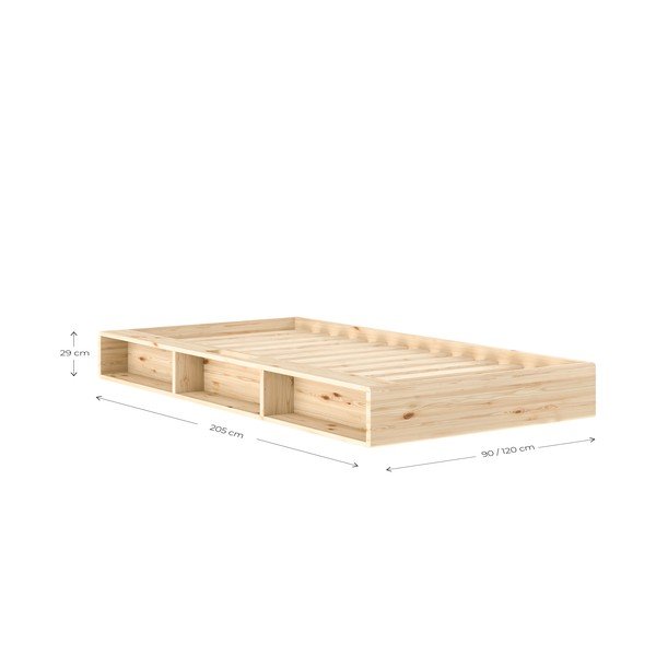 Pat în culoare naturală deschisă din lemn de pin fără tăblie cu somieră 90x200 cm Ziggy – Karup-image-2