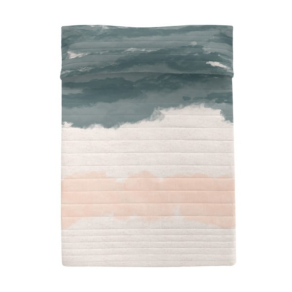 Cuvertură roz-gri matlasată din bumbac 240x260 cm Seaside – Blanc