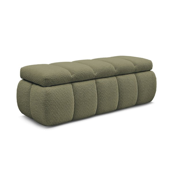 Bancă verde cu tapițerie din țesătură bouclé – Bobochic Paris-image-3