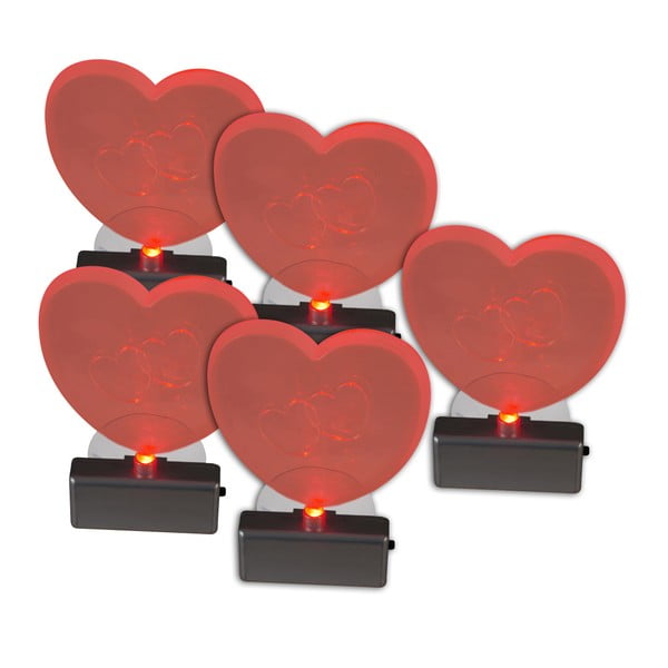 Set 5 decorațiuni luminoase în formă de inimă Naeve, Ø 10,5 cm