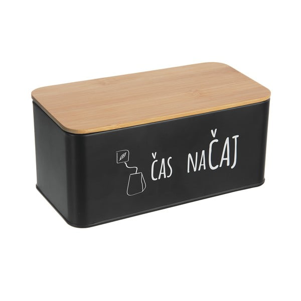 Cutie pentru ceai neagră/în culoare naturală din metal – Orion-image-2