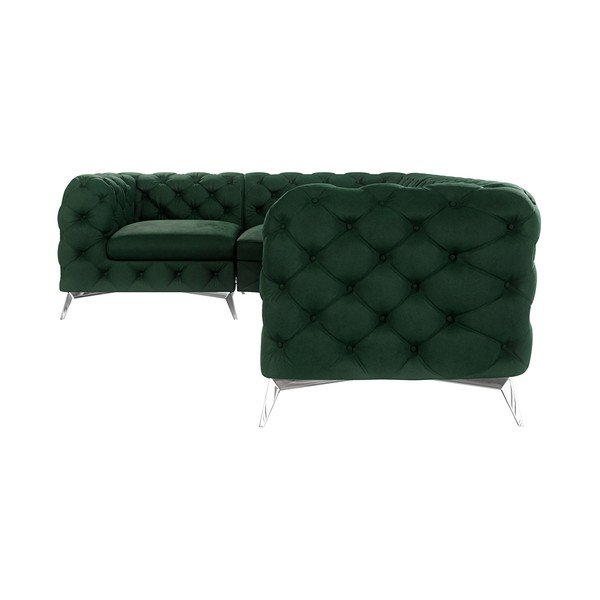 Colțar verde închis cu tapițerie din catifea (cu colț pe partea stângă/în formă de ”L”) Chelsea – Ropez-image-1