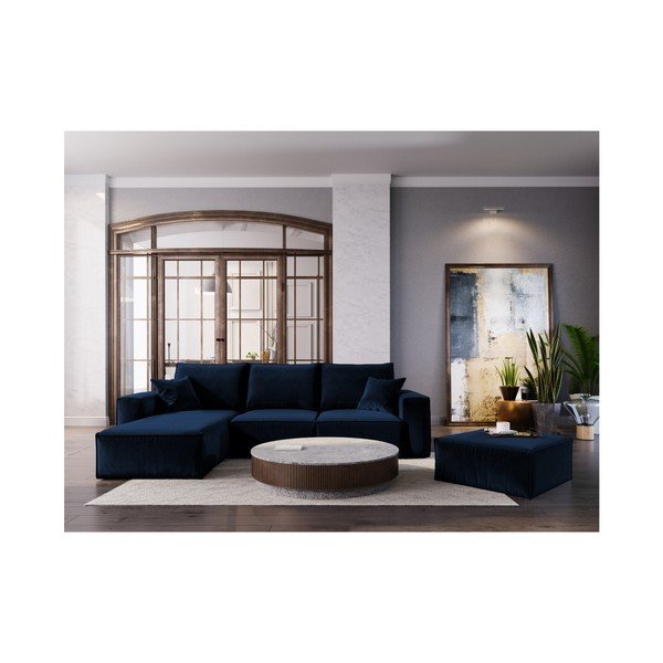 Colțar cu șezlong pe partea stângă Cosmopolitan Design Florida, albastru închis-image-4