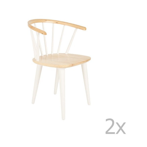 Set 2 scaune din lemn de cauciuc Whote Label Gee, alb