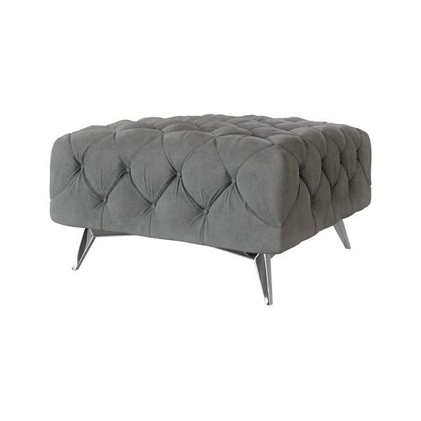 Taburet gri cu tapițerie din catifea Chelsea – Ropez-image-1