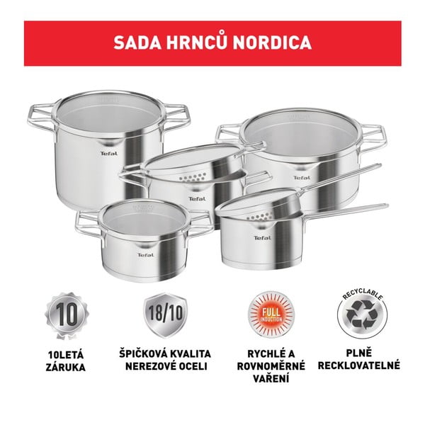 Set de vase pentru gătit 10 buc. din oțel inoxidabil – Tefal-image-4