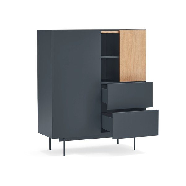 Comodă gri antracit-natural înaltă cu aspect de lemn de stejar 100x120 cm Otto – Teulat-image-4