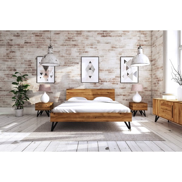 Pat dublu din lemn de stejar 140x200 cm Golo 2 - The Beds-image-4