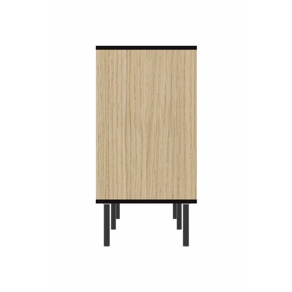 Comodă joasă neagră cu aspect de stejar 170x80 cm Lord - TemaHome -image-1