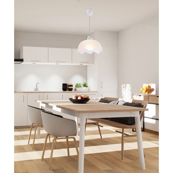 Lustră albă cu abajur din sticlă ø 25 cm Bratek – Candellux Lighting-image-1