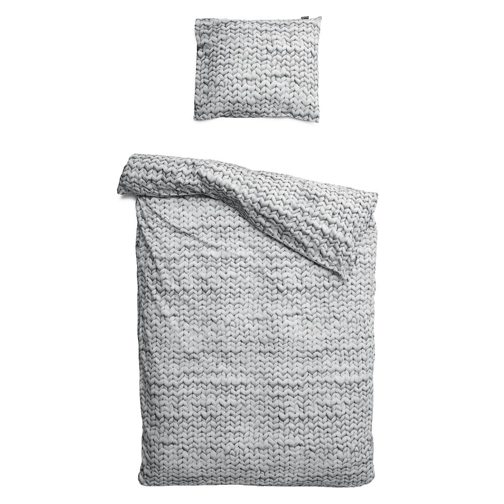 Lenjerie de pat de o persoană, din bumbac Snurk Twirre Grey, 140 x 200 cm