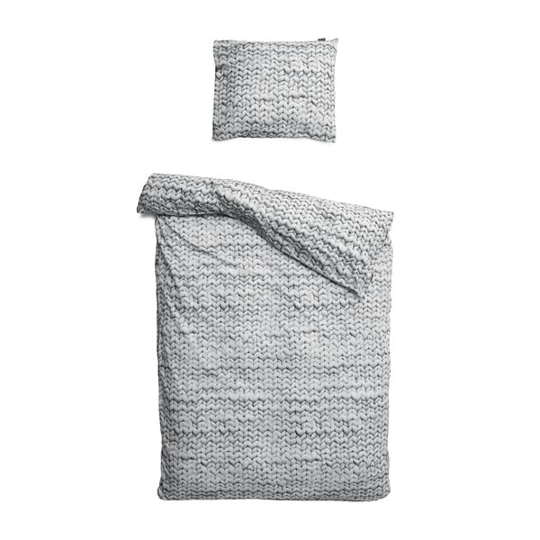 Lenjerie de pat de o persoană, din bumbac Snurk Twirre Grey, 140 x 200 cm