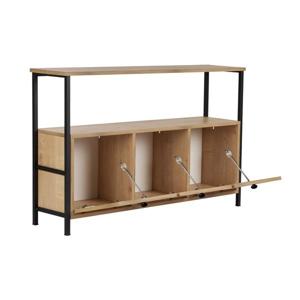 Masă consolă în culoare naturală deschisă cu aspect de lemn de stejar 29,5x120 cm Solace – Kalune Design-image-3