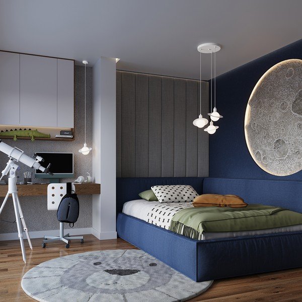 Lustră pentru copii albă cu abajur din sticlă Mab – Sollux-image-2