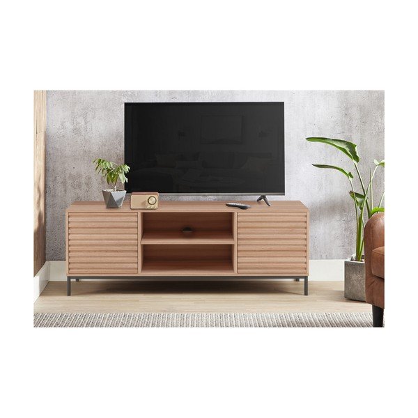 Masă TV în culoare naturală cu aspect de lemn de stejar 140x50 cm Celine - Støraa-image-3