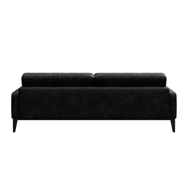 Canapea din piele MESONICA Musso Tufted, negru, 210 cm-image-3