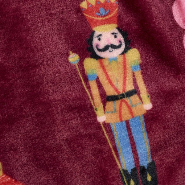 Pătură burgundy/roz 170x130 cm  cu model de Crăciun Christmas Nutcracker – Catherine Lansfield-image-3