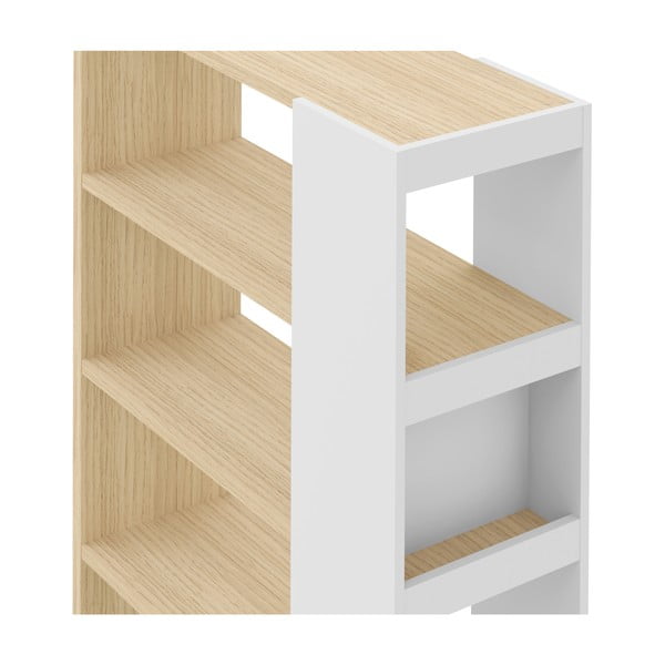 Bibliotecă albă cu blat cu aspect de lemn de stejar 90x188 cm Ella TemaHome-image-1