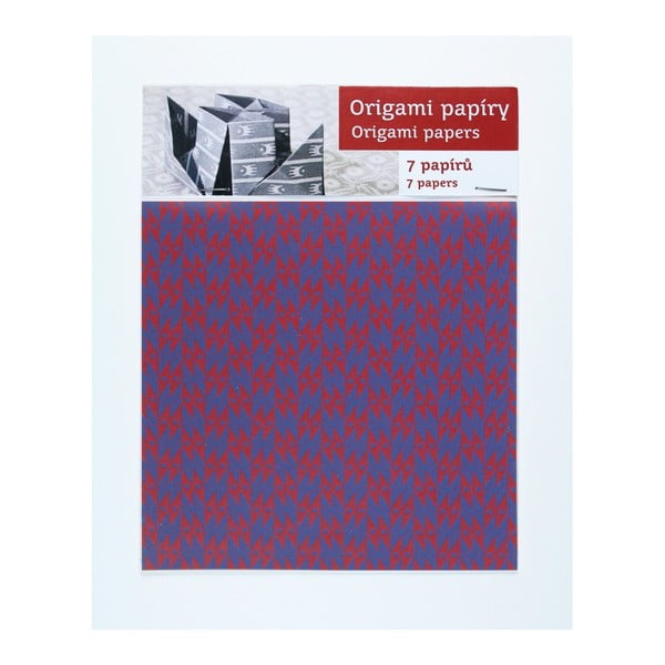 Hârtie origami Calico, albastru cu roșu