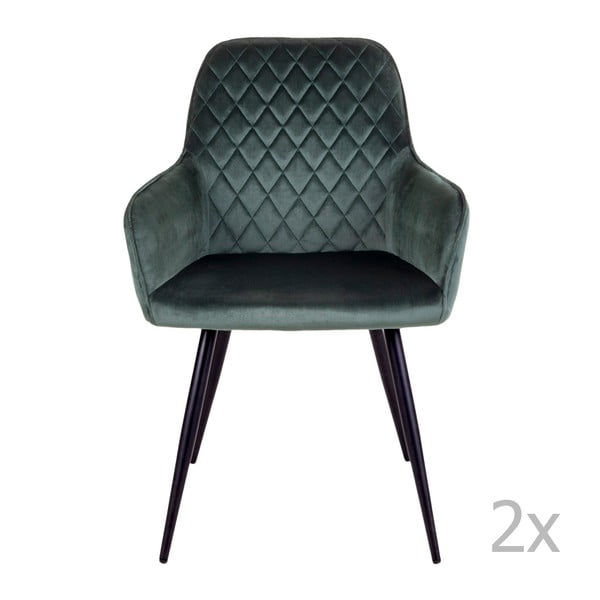 Set de scaune de sufragerie verde închis 2 buc. tapițat Harbo – House Nordic-image-2