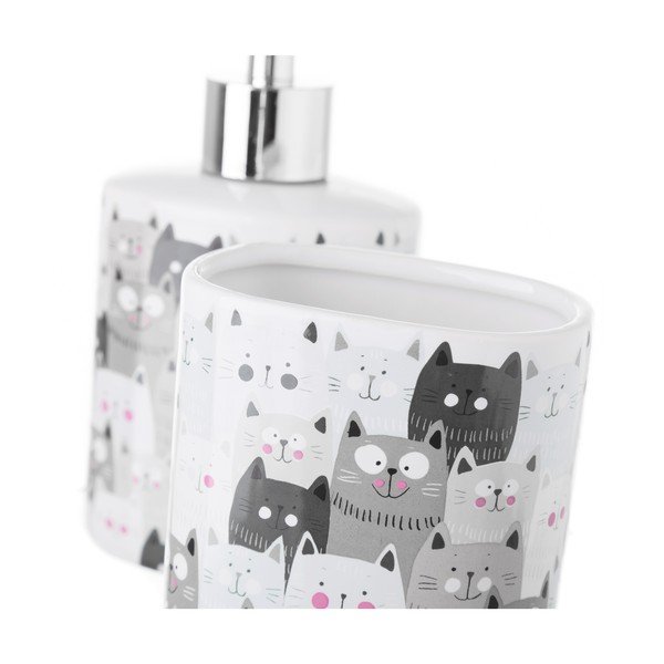 Set suport periuțe și dozator de săpun Casa Selección Gatos, ceramică-image-2