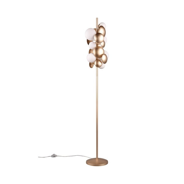 Lampadar alb-auriu cu abajur din sticlă (înălțime 155 cm) Bubble – Trio Select
