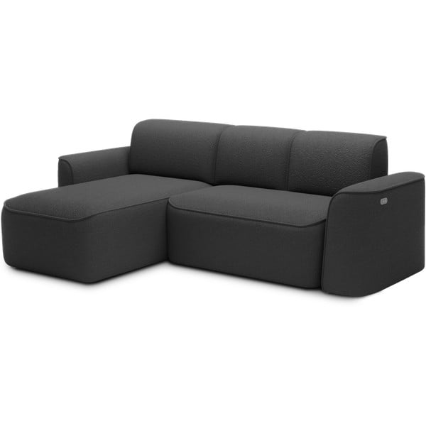 Colțar gri antracit cu tapițerie din țesătură bouclé (cu colț pe partea stângă/cu șezlong) Ume – ELTAP-image-2