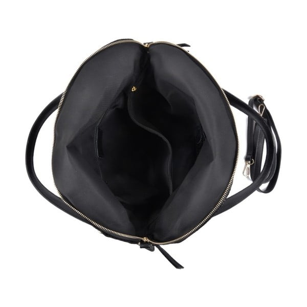 Geantă din piele Carla Ferreri Hobo, negru-image-1