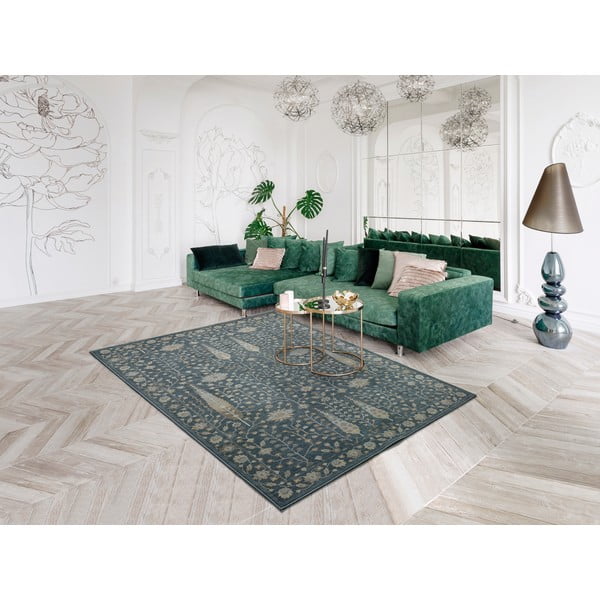 Covor din viscoză Universal Vintage Flowers, 160 x 230 cm, albastru-image-1