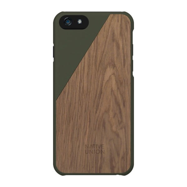 Husă pentru iPhone 6 și 6S Plus Native Union Clic Wooden, verde închis - detalii din lemn