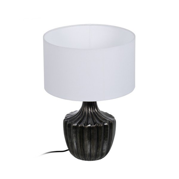 Veioză neagră-albă cu abajur textil (înălțime 52,5 cm) – Ixia