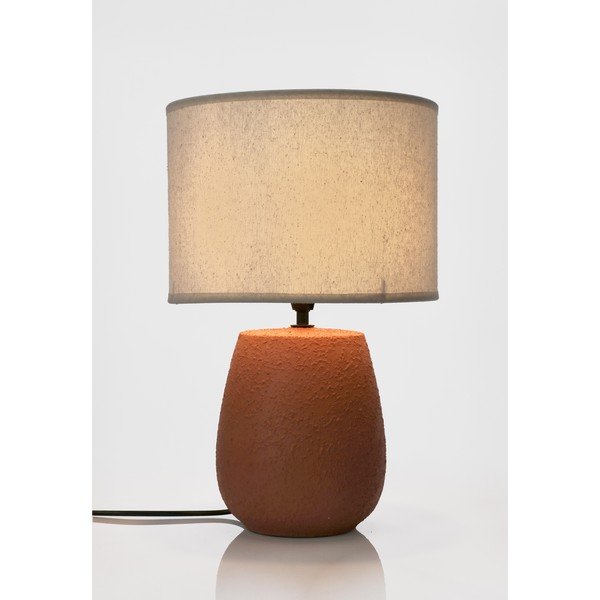 Veioză teracotă din ceramică cu abajur textil (înălțime 41,5 cm) Irvin – Yes Everyday-image-2