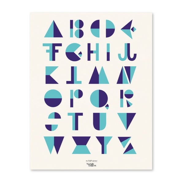 Poster Michelle Carlslund Flip Alphabet Blue, 30 x 40 cm