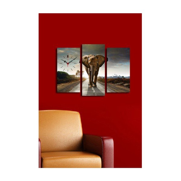 Ceas de perete cu imagine Slon, 66 x 45 cm-image-3