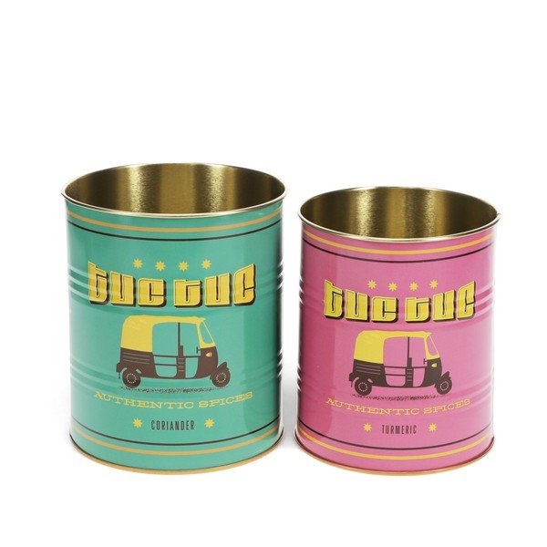 Cutii de depozitare 2 buc. din staniu decorative ø 11x13 cm Tuc-tuc – Rex London