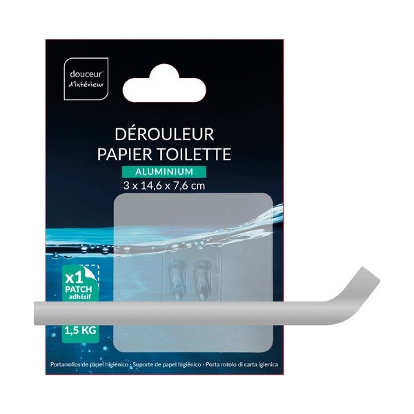 Suport pentru hârtie igienică argintiu lucios autoadeziv din metal Filaire Aluminium – douceur d'intérieur-image-2