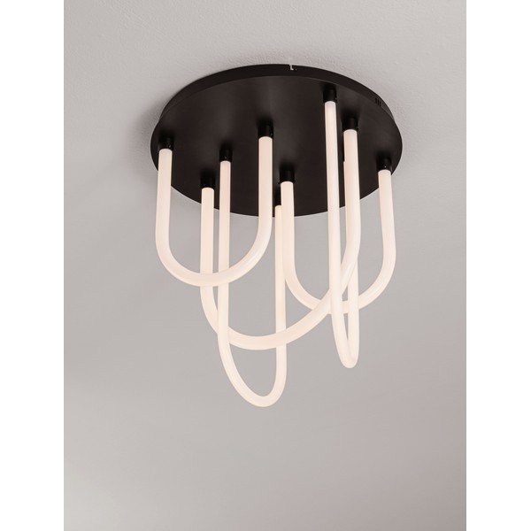 Plafonieră albă/negru-mat LED cu intensitate reglabilă din oțel cu abajur din sticlă acrilică Topaz – Nova Luce-image-4
