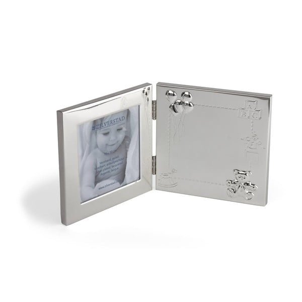 Ramă foto argintie de sine stătătoare/de suspendat din metal 17x22 cm Happy Baby – Zilverstad