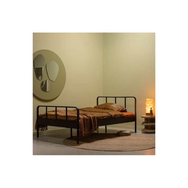 Pat negru din metal cu somieră 120x200 cm Mees – WOOOD-image-1