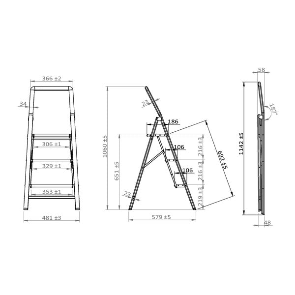 Scară Wenko Compact, înălțime 114,5 cm, gri-image-4
