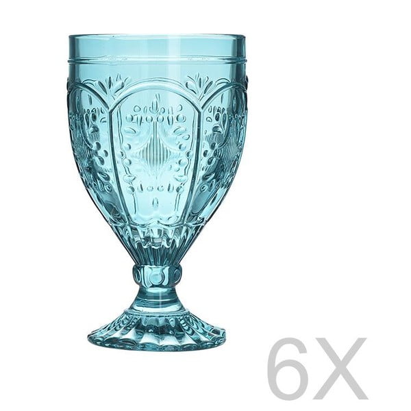 Set 6 pahare transparente din sticlă InArt Glamour Beverage Foot, albastru