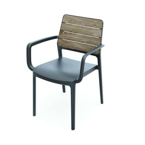 Scaun de grădină gri închis/maro din plastic Deco Porto – Keter-image-1