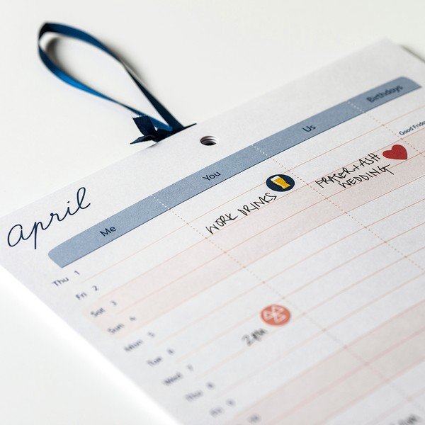 Calendar lunar pentru cupluri Busy B, 13 file, albastru-image-1